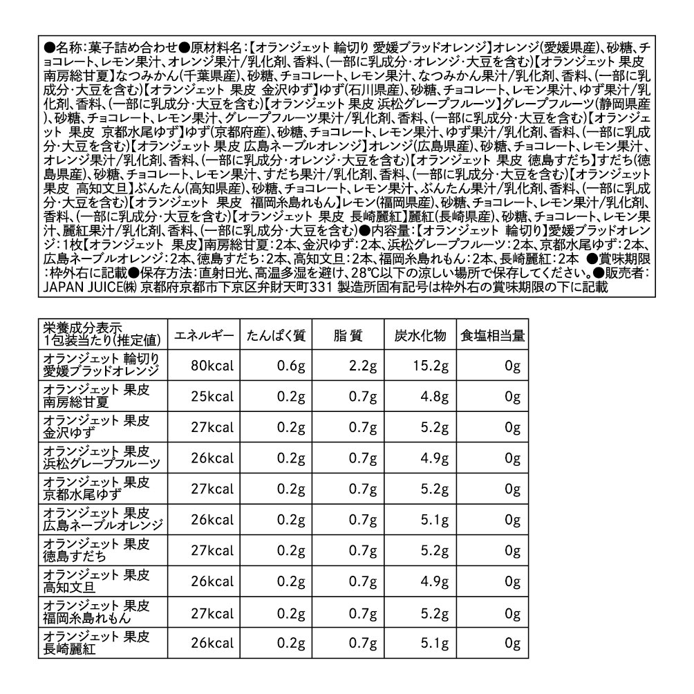 オランジェットプレミアム裏面ラベル